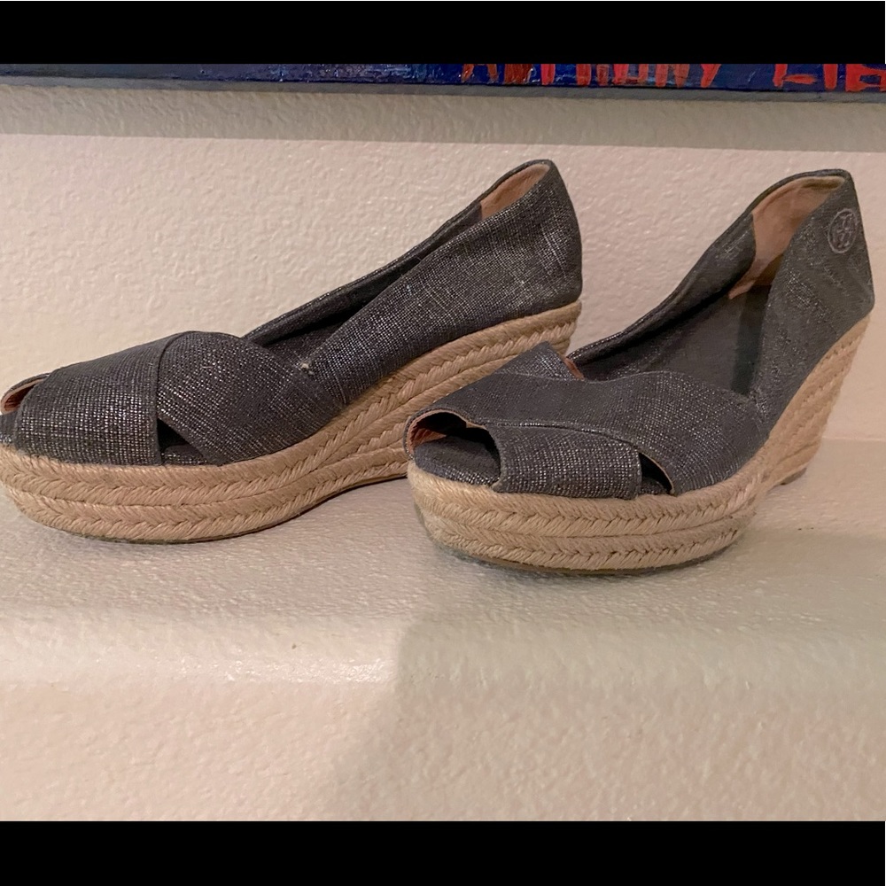 Tory Burch Filipa Espadrille Wedge Sandals. Tiny tear  (pic attached )